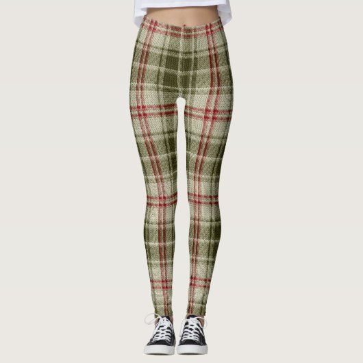 feestelijke kerstgroene en rode leggings (Voorkant)