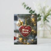 Feestelijke Kerstgroet Hart Kerstboom Briefkaart (Staand voorkant)