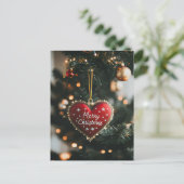 Feestelijke kerstgroet met hart briefkaart (Staand voorkant)