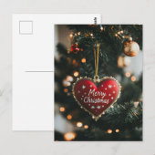 Feestelijke kerstgroet met hart briefkaart (Voorkant / Achterkant)