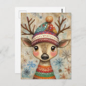 Feestelijke kerstgroet met herten briefkaart (Voorkant / Achterkant)