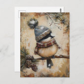 Feestelijke kerstgroet met schattige vogel briefkaart (Voorkant / Achterkant)