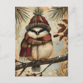 Feestelijke kerstgroet met schattige vogel briefkaart