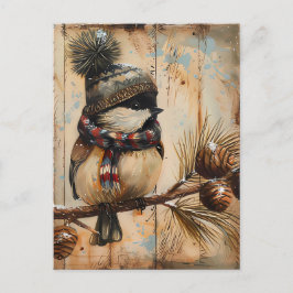 Feestelijke kerstgroet met schattige vogel briefkaart