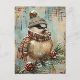 Feestelijke kerstgroet met schattige vogel briefkaart