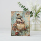 Feestelijke kerstgroet met schattige vogel briefkaart (Staand voorkant)