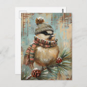 Feestelijke kerstgroet met schattige vogel briefkaart (Voorkant / Achterkant)