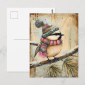 Feestelijke kerstgroet met schattige vogel briefkaart (Voorkant / Achterkant)