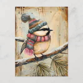 Feestelijke kerstgroet met schattige vogel briefkaart