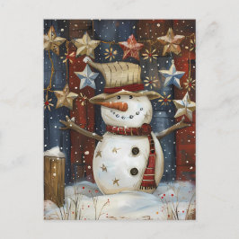Feestelijke kerstgroet met sneeuwman briefkaart