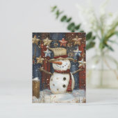 Feestelijke kerstgroet met sneeuwman briefkaart (Staand voorkant)