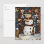 Feestelijke kerstgroet met sneeuwman briefkaart (Voorkant / Achterkant)