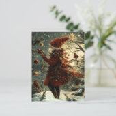 Feestelijke kerstgroet nostalgische kerstman briefkaart (Staand voorkant)