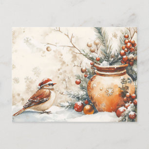 Feestelijke Kerstgroet Vintage Kerstscène Briefkaart
