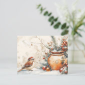 Feestelijke Kerstgroet Vintage Kerstscène Briefkaart (Staand voorkant)