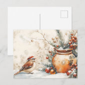 Feestelijke Kerstgroet Vintage Kerstscène Briefkaart (Voorkant / Achterkant)