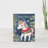 Feestelijke kerstgroet voor eenhoorn kaart (Voorkant)