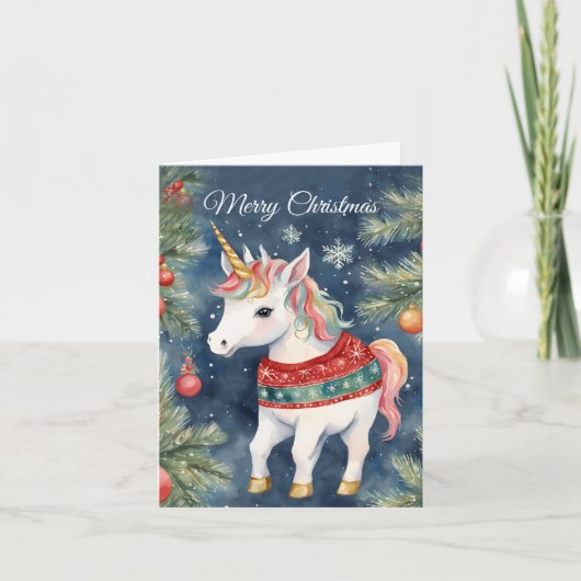 Feestelijke kerstgroet voor eenhoorn kaart (Voorkant)