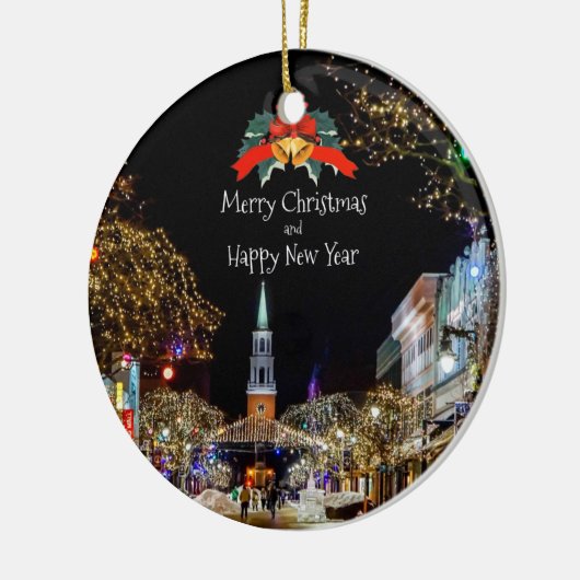 feestelijke kerstgroeten keramisch ornament (Links)