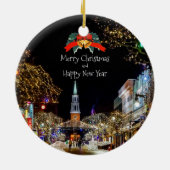 feestelijke kerstgroeten keramisch ornament (Achterkant)