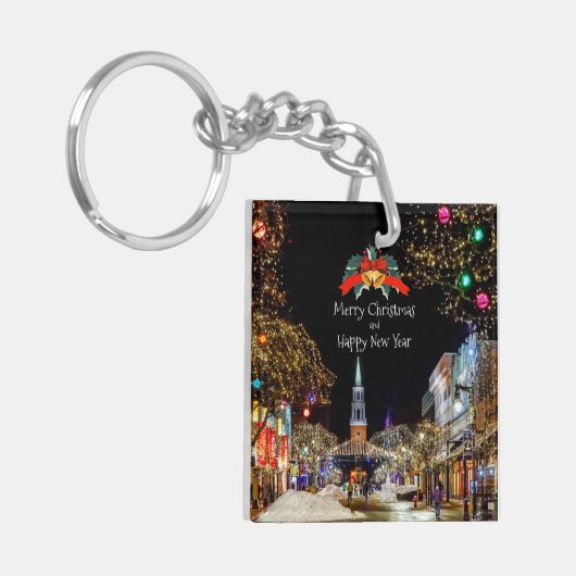 feestelijke kerstgroeten sleutelhanger (Voorkant Links)