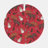 Feestelijke Kerstherten: Sneeuwmanpatroon Glas Ornament (Achterkant)