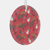 Feestelijke Kerstherten: Sneeuwmanpatroon Glas Ornament (Voorkant Rechts)