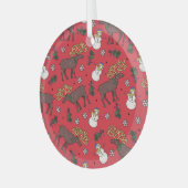 Feestelijke Kerstherten: Sneeuwmanpatroon Glas Ornament (Voorkant links)