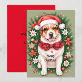 Feestelijke Kersthond Plat Vakantiekaart Feestdagenkaart (Voorkant / Achterkant)