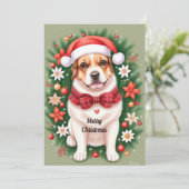 Feestelijke Kersthond Plat Vakantiekaart Feestdagenkaart (Staand voorkant)