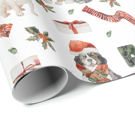 feestelijke kersthonden 3 cadeaupapier (Rol Hoek)