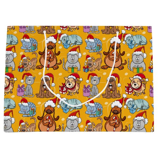 Feestelijke Kersthonden en -katten Groot Cadeauzakje (Voorkant)