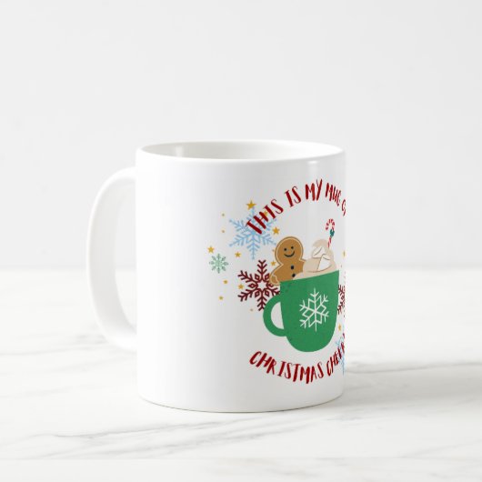 Feestelijke kerstjuichende Mok met Gingerbread Man (Voorkant links)