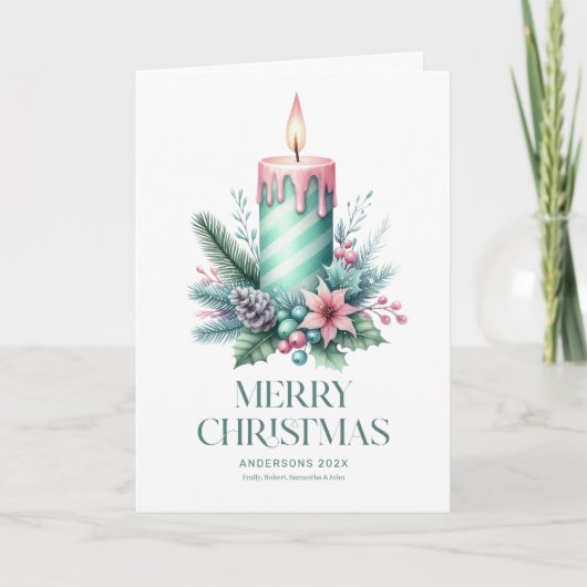 Feestelijke kerstkaars  foto kaart (Voorkant)