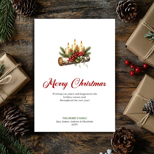 Feestelijke kerstkaarsen rustige groene kaart