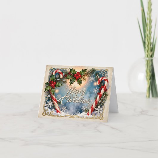 Feestelijke Kerstkaart met Glans Kaart (Voorkant)