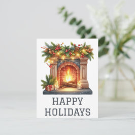 Feestelijke Kerstkaart met Haardvuur