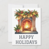 Feestelijke Kerstkaart met Haardvuur (Voorkant)