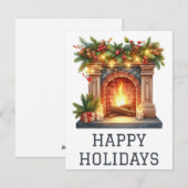 Feestelijke Kerstkaart met Haardvuur (Voorkant / Achterkant)