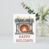 Feestelijke Kerstkaart met Haardvuur (Staand voorkant)