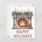 Feestelijke Kerstkaart met Haardvuur (Voorkant)