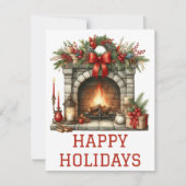 Feestelijke Kerstkaart met Haardvuur (Voorkant)