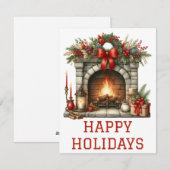 Feestelijke Kerstkaart met Haardvuur (Voorkant / Achterkant)