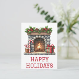 Feestelijke Kerstkaart met Haardvuur
