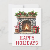 Feestelijke Kerstkaart met Haardvuur (Voorkant)