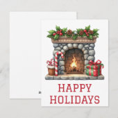 Feestelijke Kerstkaart met Haardvuur (Voorkant / Achterkant)