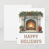 Feestelijke Kerstkaart met Haardvuur (Voorkant / Achterkant)