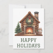 Feestelijke Kerstkaart met Haardvuur (Voorkant)