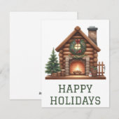 Feestelijke Kerstkaart met Haardvuur (Voorkant / Achterkant)