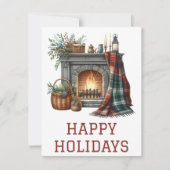 Feestelijke Kerstkaart met Haardvuur (Voorkant)